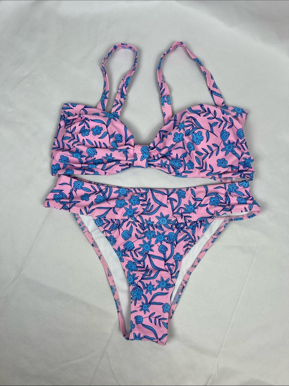 NEW SHEIN Pink‎ & Blue Floral Bikini Set- Size Medium